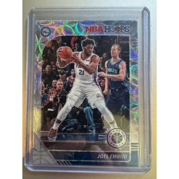 2019 Panini NBA Hoops Premium Stock Prizm Laser Joel Embiid #145 Philadelphia 76ers Basketball Card