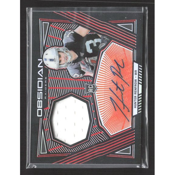 2019 Panini Obsidian Hunter Renfrow #RJA-HRE Patch RC Auto Oakland Raiders Football Card Oakland Raiders NFL Autographed Football Trading Card