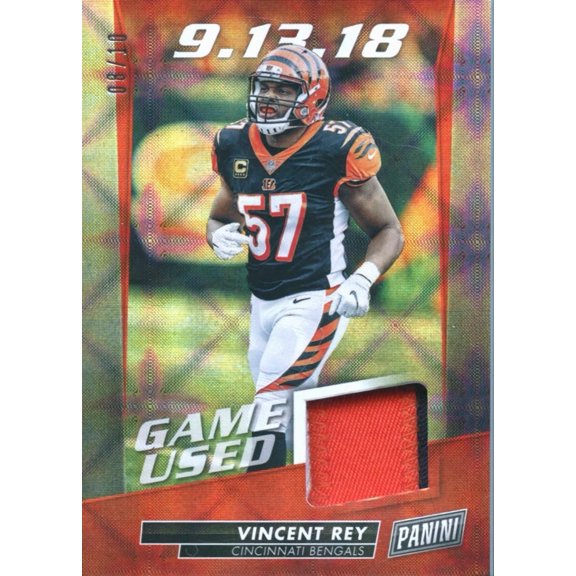 2019 Panini Panini Day Football Game-Used Material Vincent Rey Bengals #VR 8/10