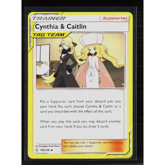 2019 Pokemon Cosmic Eclipse Cynthia & Caitlin 189/236 Uncommon Trading Card