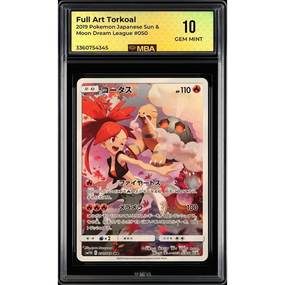 Graded 2019 Pokemon Japanese Sun & Moon Dream League Torkoal #050 MBA 10 Trading Card