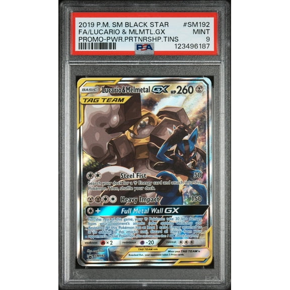 2019 Pokemon SM Black Star Promo Full Art Lucario & Melmetal #SM192 PSA 9