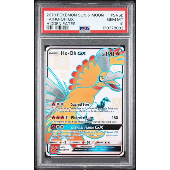 2019 Pokemon Sun & Moon Hidden Fates Ho-Oh GX Fa Hidden Fates PSA 10 #SV50