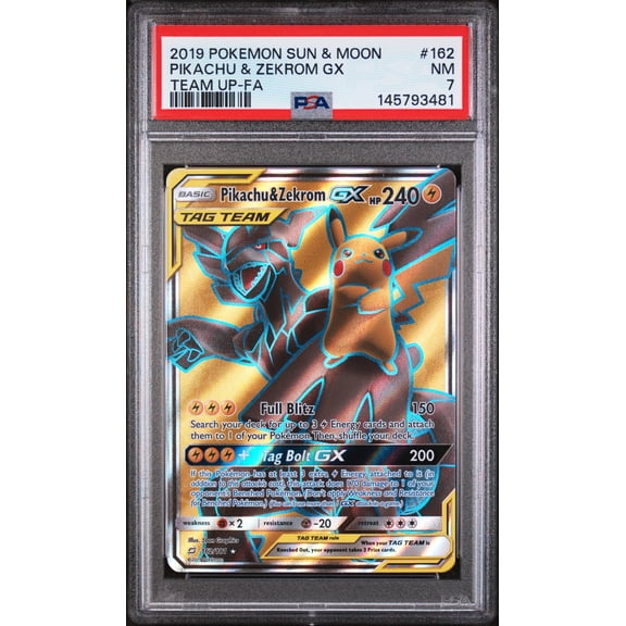 2019 Pokemon Sun & Moon Team Up Pikachu & Zekrom GX Team Up-Fa PSA 7 #162