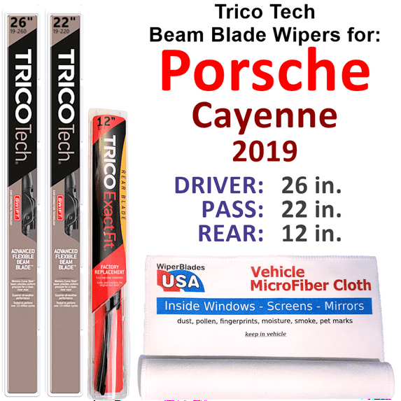 2019 Porsche Cayenne Beam Blade Wipers (Set of 3) w/Rear Wiper