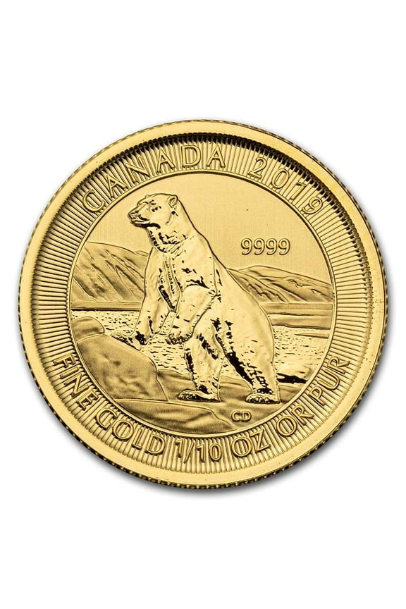 2019 Royal Canadian Mint Polar Bear 1/10 oz Gold Coin - Factory Sealed