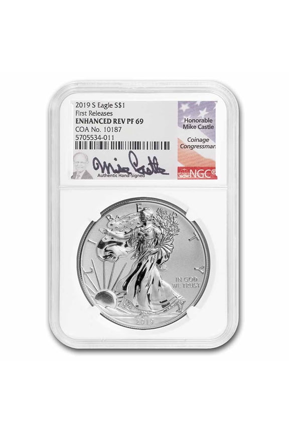 2019-S Enhanced Reverse Proof Silver Eagle PF-69 NGC (FR, Castle)