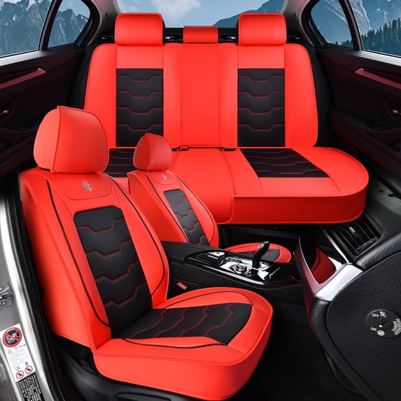 2019 for SUBARU FORESTER Car Seat Cover, Red Car Seat Covers, Waterproof Leather 5 Seats Full Set Easy to Clean and Install Protect and Upgrade Seats, Protect Car Seats