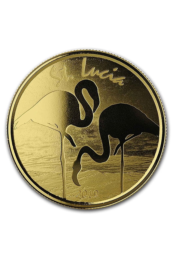 2019 St. Lucia 1 oz Gold Pink Flamingo BU