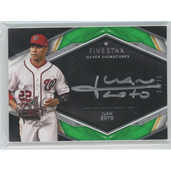 2019 Topps Five Star Baseball Juan Soto #SS-JS Silver Signatures Green /15