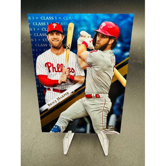 2019 Topps Gold Label Bryce Harper #62 Class Blue #32/150 Phillies Baseball Card Philadelphia Phillies MLB Baseball Trading Card