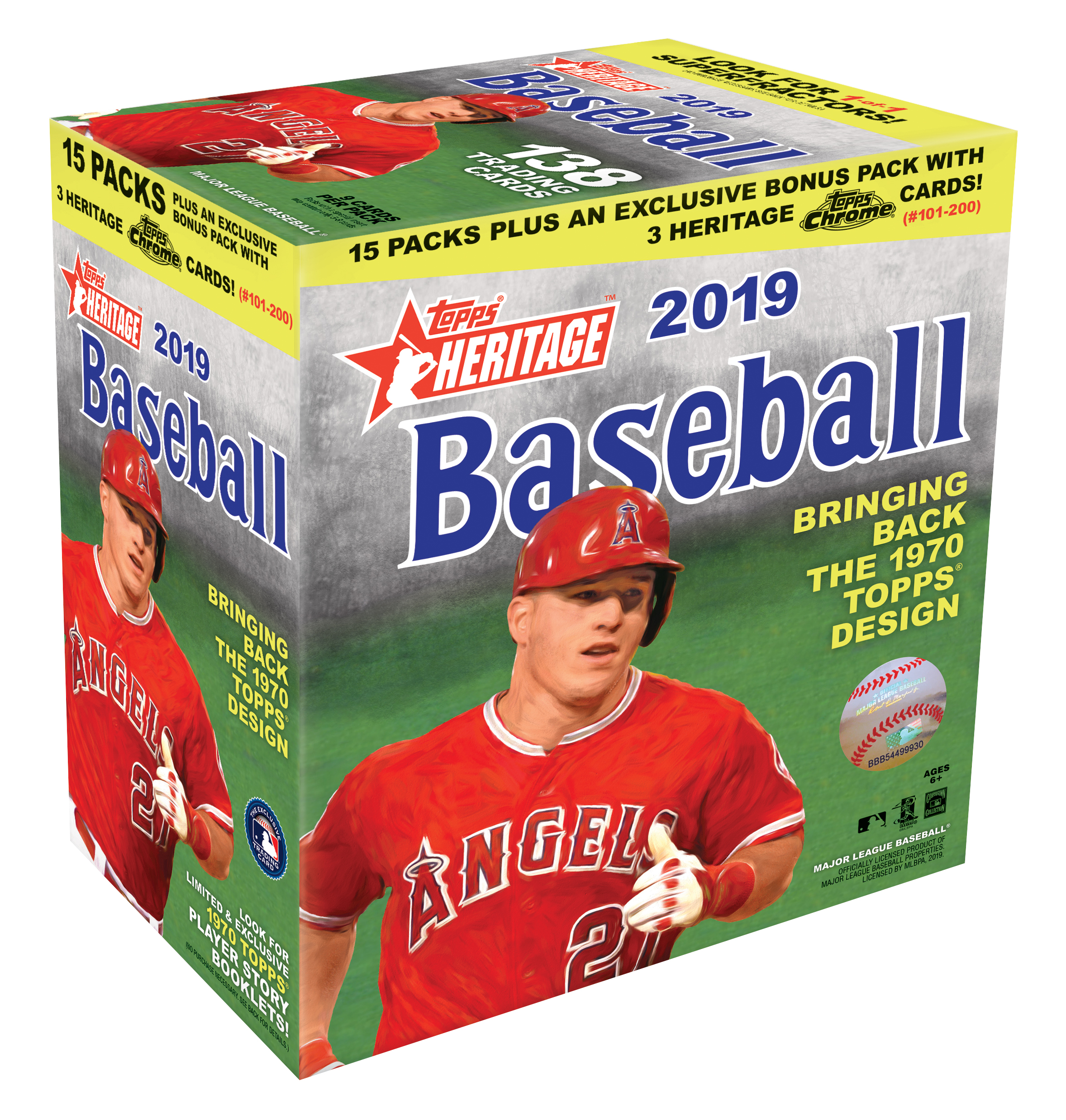 2019 Topps Heritage Mega Box- MLB Baseball Trading Cards- Find Autographs, Rookies | Exclusive Chrome Parallel Pack Included - image 1 of 3