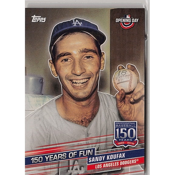 2019 Topps Opening Day 150 Years of Fun YOF-7 Sandy Koufax Los Angeles Dodgers Baseball Card