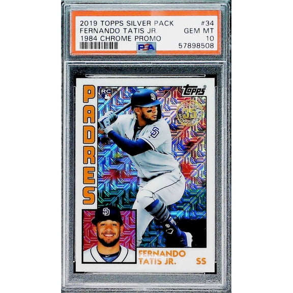 2019 Topps Silver Pack Chrome 1984 Promo Fernando Tatis Jr. #34 RC PSA 10 Gem Mint Trading Card (serial number may vary)