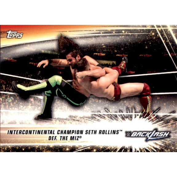 2019 Topps WWE Summerslam #61 Intercontinental Champion Seth Rollins def The Miz