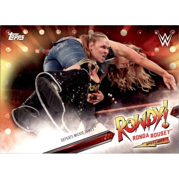 2019 Topps WWE Summerslam Rowdy Ronda Rousey Spotlight #28 Defeats Mickie James