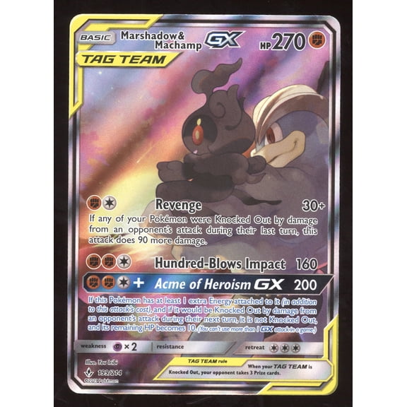 2019 Unbroken Bonds Marshadow & Machamp GX Ultra Rare 199/214 English Pokmon Trading Card
