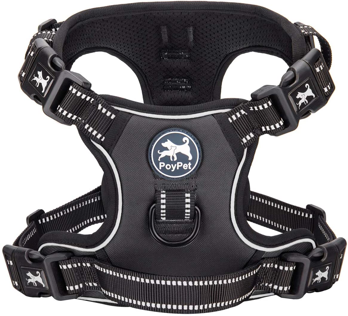 2019 Upgraded No Pull Dog Harness with 4 Snap Buckles, 3M Reflective