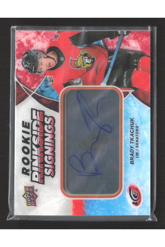 2019 Upper Deck Ice Rookie Rinkside Signings Brady Tkachuk #RRS-BT /5