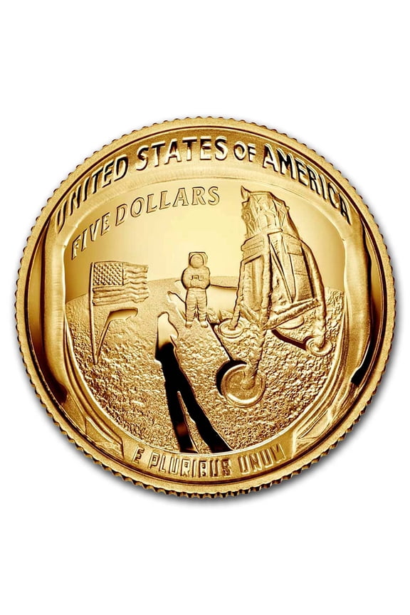 2019-W Gold $5 Apollo 11 50th Anniversary Proof (Box & COA)