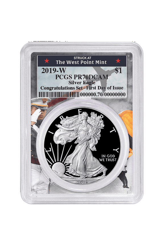 2019-W Proof $1 American Silver Eagle Congratulations Set PCGS PR70DCAM FDOI West Point Frame