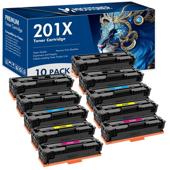 201A 201X 10-Pack Compatible Toner Cartridge for HP 201X CF400X LaserJet Pro M252dw M252n M277dw M277n M274n M277c6 Printer (4*Black,2*Cyan,2*Magenta,2*Yellow)