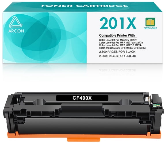 201A 201X Toner Cartridges Compatible for HP 201X CF400X CF400A 202A Toner Cartridge for Color Laserjet Pro MFP M277dw M252dw M277c6 M252 Printer (Black, 1-Pack)