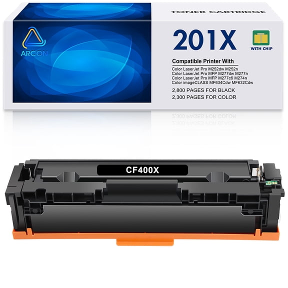 201A 201X Toner Cartridges Compatible for HP 201X CF400X CF400A 202A Toner Cartridge for Color Laserjet Pro MFP M277dw M252dw M277c6 M252 Printer (Black, 1-Pack)
