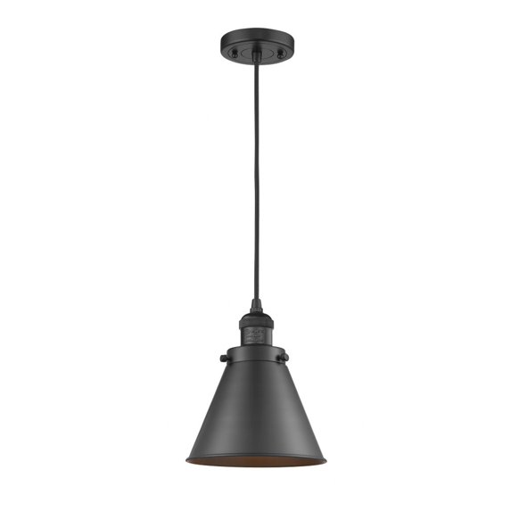 Innovations Lighting Appalachian - 1 Light 8" Cord Hung Mini Pendant Matte Black