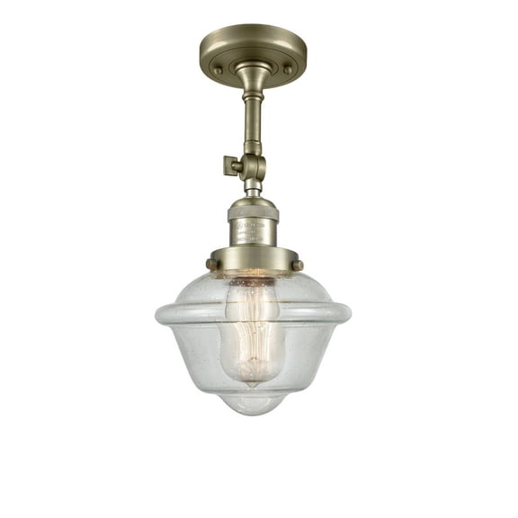 201F-AB-G534-Innovations Lighting-Oxford - 1 Light Semi-Flush Mount In Traditional Style-12.5 Inches Tall and 7.5 Inches Wide-Antique Brass
