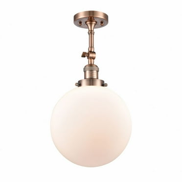 201F-AC-G201-10-Innovations Lighting-Beacon - 1 Light Semi-Flush Mount In Industrial Style-16 Inches Tall and 10 Inches Wide-Antique Copper Finish