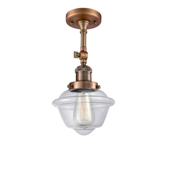 201F-AC-G532-Innovations Lighting-Oxford - 1 Light Semi-Flush Mount In Traditional Style-12.5 Inches Tall and 7.5 Inches Wide-Antique Copper
