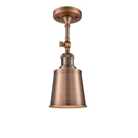201F-AC-M9-AC-Innovations Lighting-Addison - 1 Light Semi-Flush Mount In Traditional Style-13 Inches Tall and 5.25 Inches Wide-Antique Copper Finish