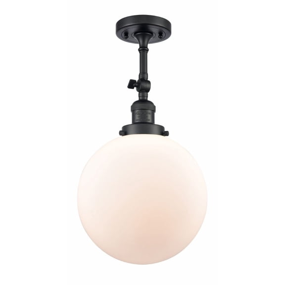 201F-BK-G201-10-LED-Innovations Lighting-X-Large Beacon-3.5W 1 LED Semi-Flush Mount in Industrial Style-10 Inches Wide by 16 Inches High   Matte Black