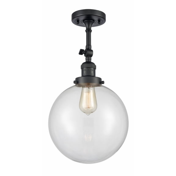 201F-BK-G202-10-LED-Innovations Lighting-X-Large Beacon-3.5W 1 LED Semi-Flush Mount in Industrial Style-10 Inches Wide by 16 Inches High   Matte Black