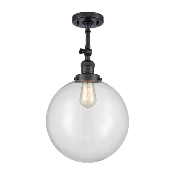 201F-BK-G202-12-Innovations Lighting-XX-Large Beacon-1 Light Semi-Flush Mount in Industrial Style-12 Inches Wide by 18 Inches High   Matte Black