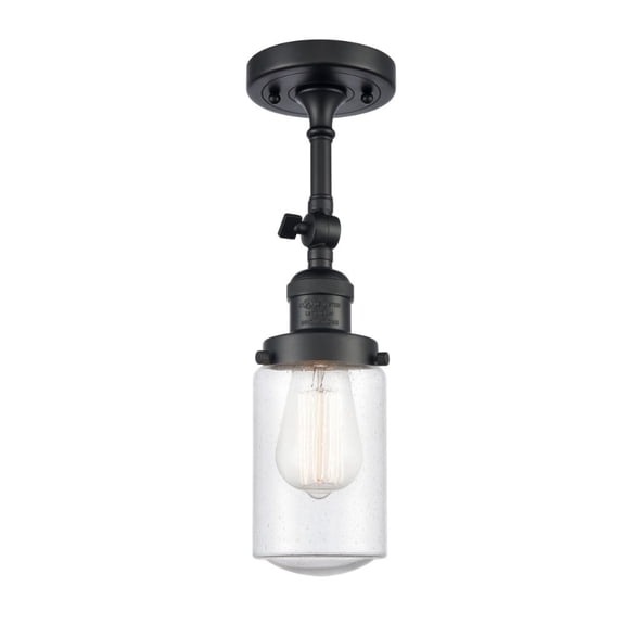 201F-BK-G314-LED-Innovations Lighting-Dover-3.5W 1 LED Semi-Flush Mount in Traditional Style-4.5 Inches Wide by 13.25 Inches High   Matte Black Finish