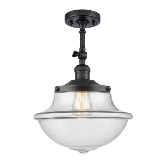 201F-BK-G542-LED-Innovations Lighting-Large Oxford-3.5W 1 LED Semi-Flush Mount in Traditional Style-12 Inches Wide by 15.5 Inches High   Matte Black