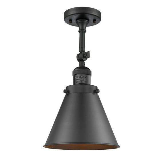 201F-BK-M13-BK-Innovations Lighting-Appalachian - 1 Light Semi-Flush Mount In Traditional Style-16 Inches Tall and 8 Inches Wide-Matte Black Finish