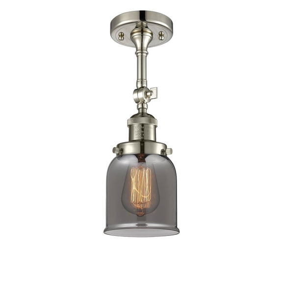 201F-PN-G53-Innovations Lighting-Bell - 1 Light Semi-Flush Mount In Industrial Style-13.5 Inches Tall and 5 Inches Wide-Polished Nickel Finish-Light