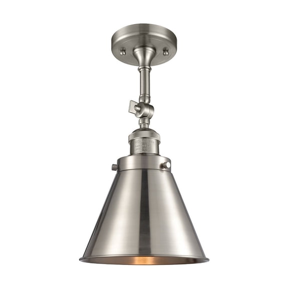 201F-SN-M13-SN-Innovations Lighting-Appalachian - 1 Light Semi-Flush Mount In Traditional Style-16 Inches Tall and 8 Inches Wide-Brushed Satin Nickel