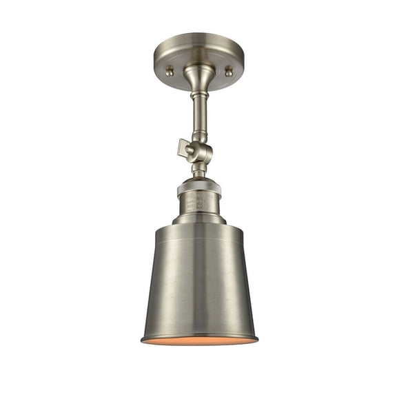 201F-SN-M9-SN-LED-Innovations Lighting-Addison-One Light Semi-Flush Mount-5 Inches Wide by 13 Inches High Brushed Satin Nickel Finish with Brushed