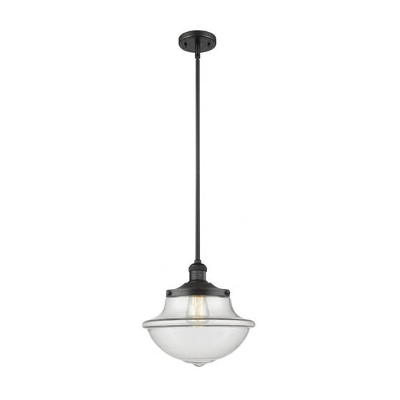 Innovations Lighting  Franklin Restoration Oxford - 1 Light 12" Stem Hung Mini Pendant Clear/Matte Black