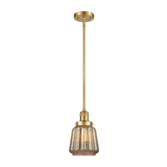 201S-SG-G146-LED-Innovations Lighting-Chatham-3.5W 1 LED Mini Pendant in Art Deco Style-6 Inches Wide by 8 Inches High Satin Gold Finish with