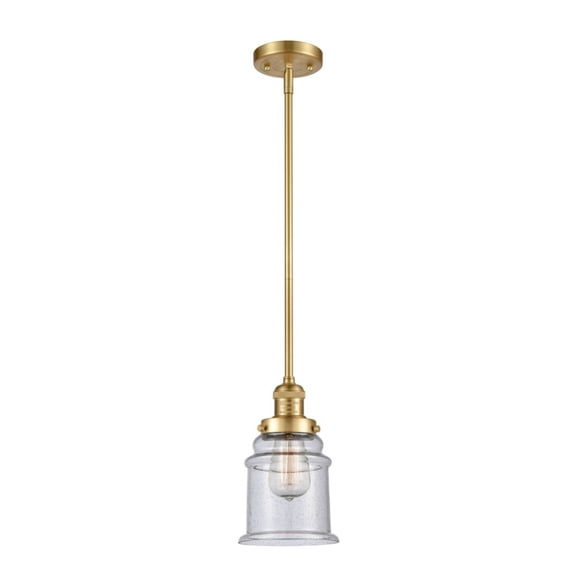 201S-SG-G184-Innovations Lighting-Canton-1 Light Mini Pendant in Industrial Style-6.5 Inches Wide by 10 Inches High Satin Gold Finish with Seedy