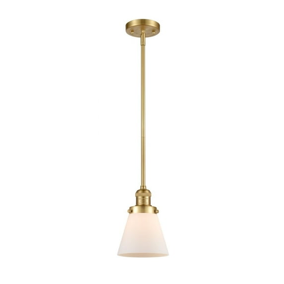 201S-SG-G61-LED-Innovations Lighting-Small Cone-3.5W 1 LED Mini Pendant in Industrial Style-6 Inches Wide by 8 Inches High Satin Gold Finish with