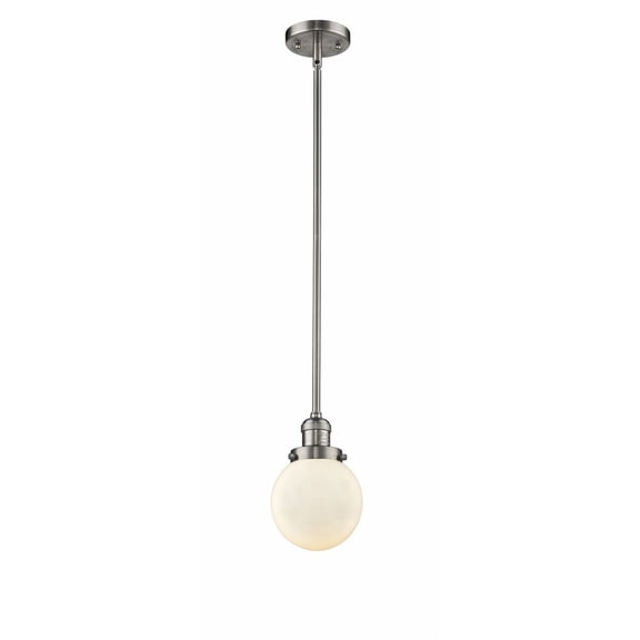 201S-SN-G201-6-Innovations Lighting-Beacon - 1 Light Mini Pendant In Industrial Style-9.5 Inches Tall and 6 Inches Wide-Brushed Satin Nickel