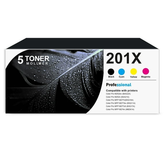 201X 201A | CF400X CF401X CF402X CF403X With Chip Toner Cartridge 5 Pack Compatible for HP Pro M252dw M252n MFP M277n M277dw M277c6 M274n Printer