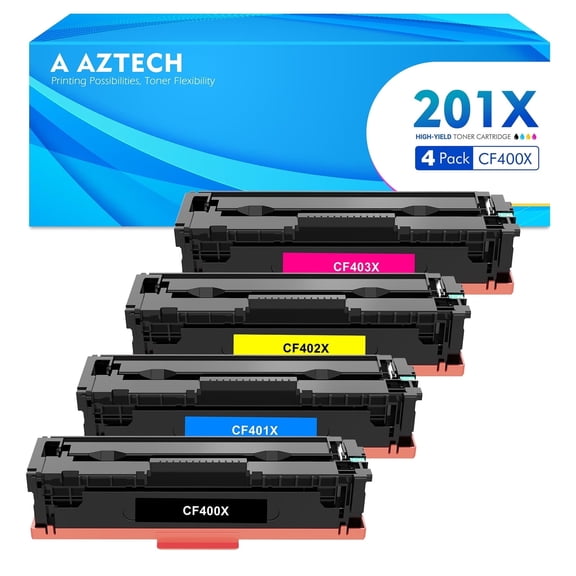 Compatible for HP 201X Toner Cartridges 4 Pack High Yield 201X 201A Toner Cartridge Color Pro MFP M277dw M252dw M277c6 CF401X CF402X CF403X M277 M252 Printer Ink (Black Cyan Yellow Magenta)