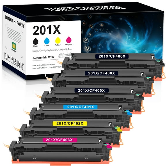 201X 201A Toner Cartridges Compatible Toner for HP 201X CF400X Color Laserjet Pro MFP M277dw M252dw 201A CF400A CF401X CF402X CF403X Printer Ink (Black Cyan Yellow Magenta, 6-Pack)